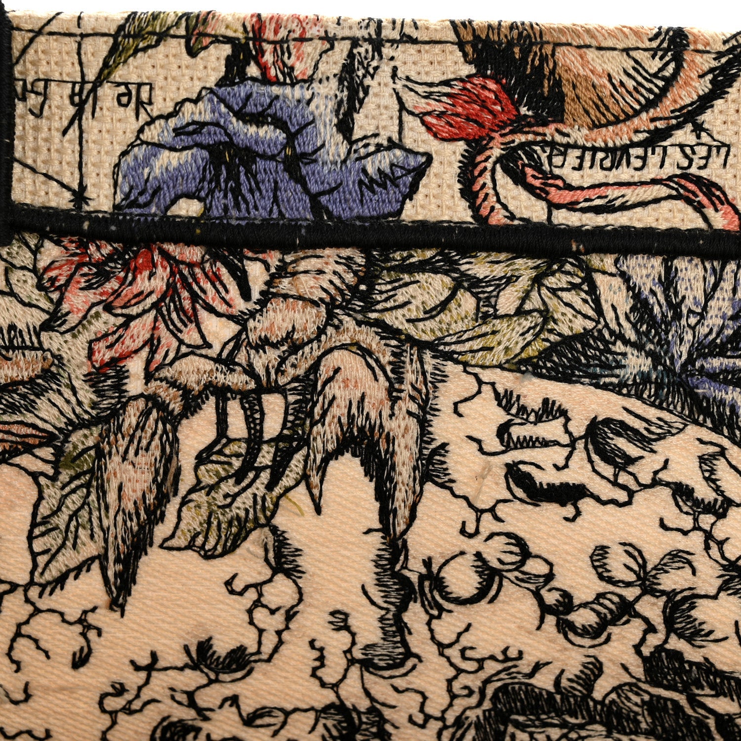 Christian Dior Canvas Embroidered Large Zodiac Book Tote Latte Multicolor