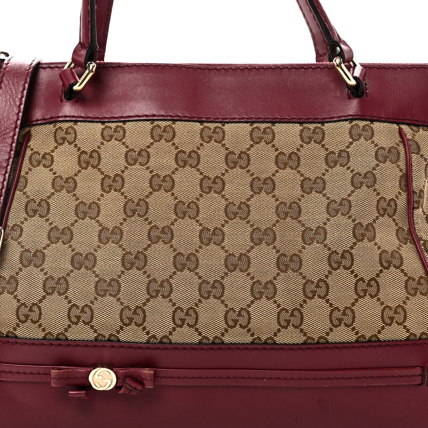 Gucci Monogram Web Mayfair Top Handle Satchel Beige Pink