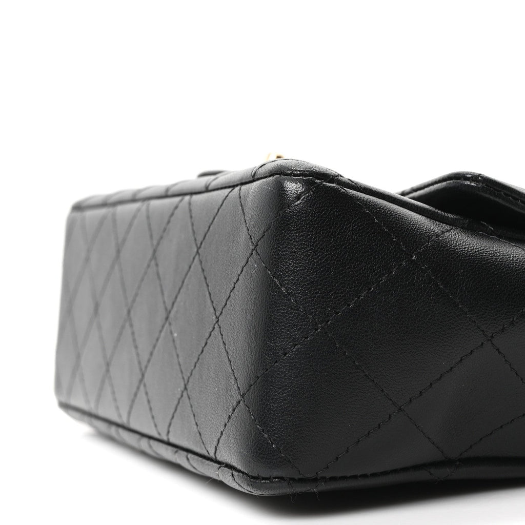 Chanel Lambskin Quilted Mini Rectangular Flap Black
