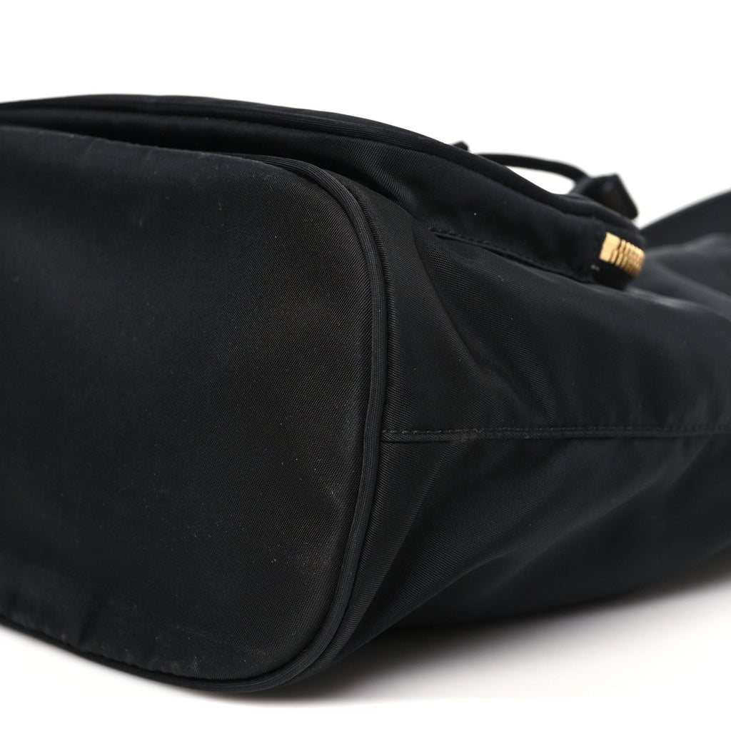 Prada Saffiano Tessuto Nylon Mini Bucket Crossbody Bag Black