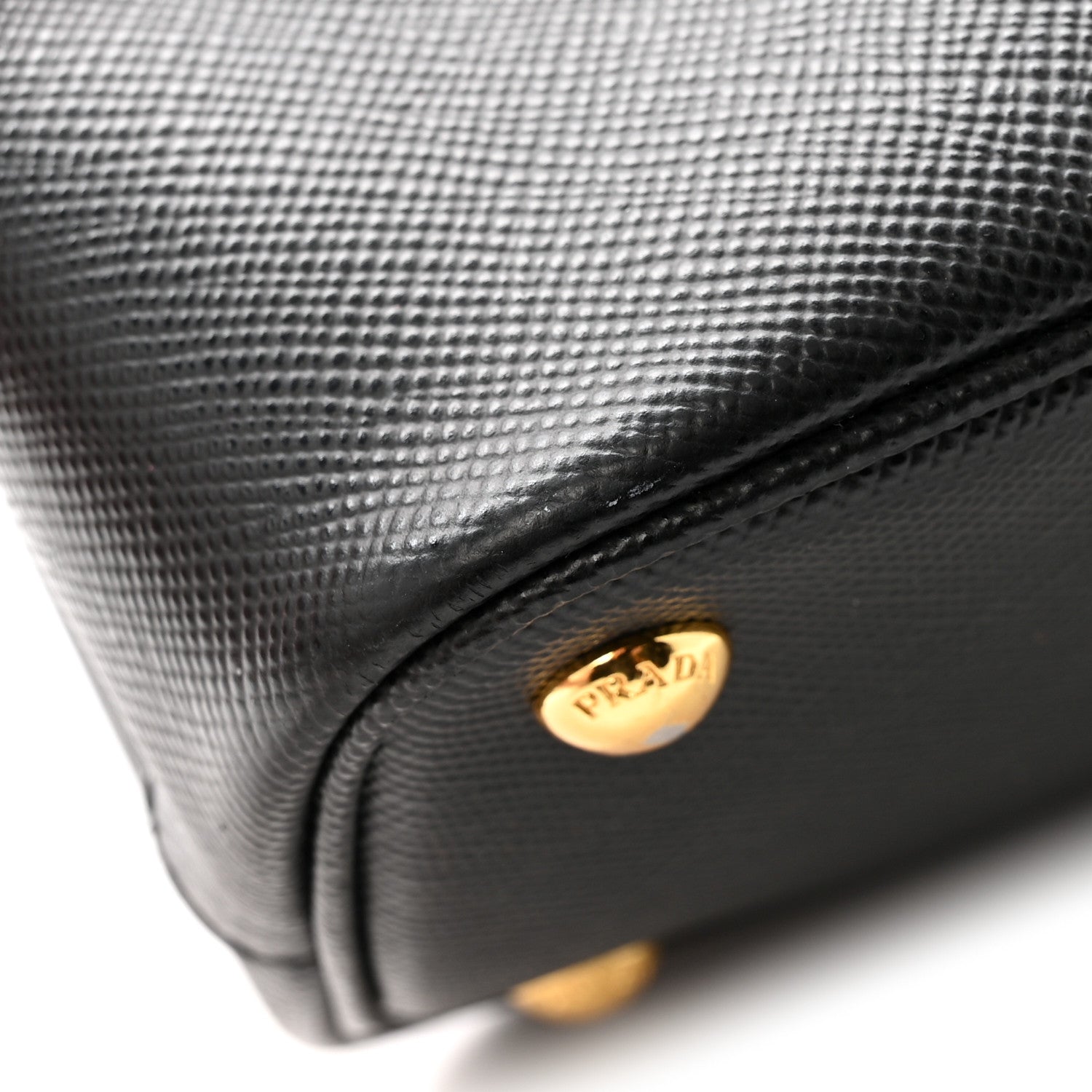 Prada Saffiano Cuir Medium Panier Bucket Bag Black Fuoco