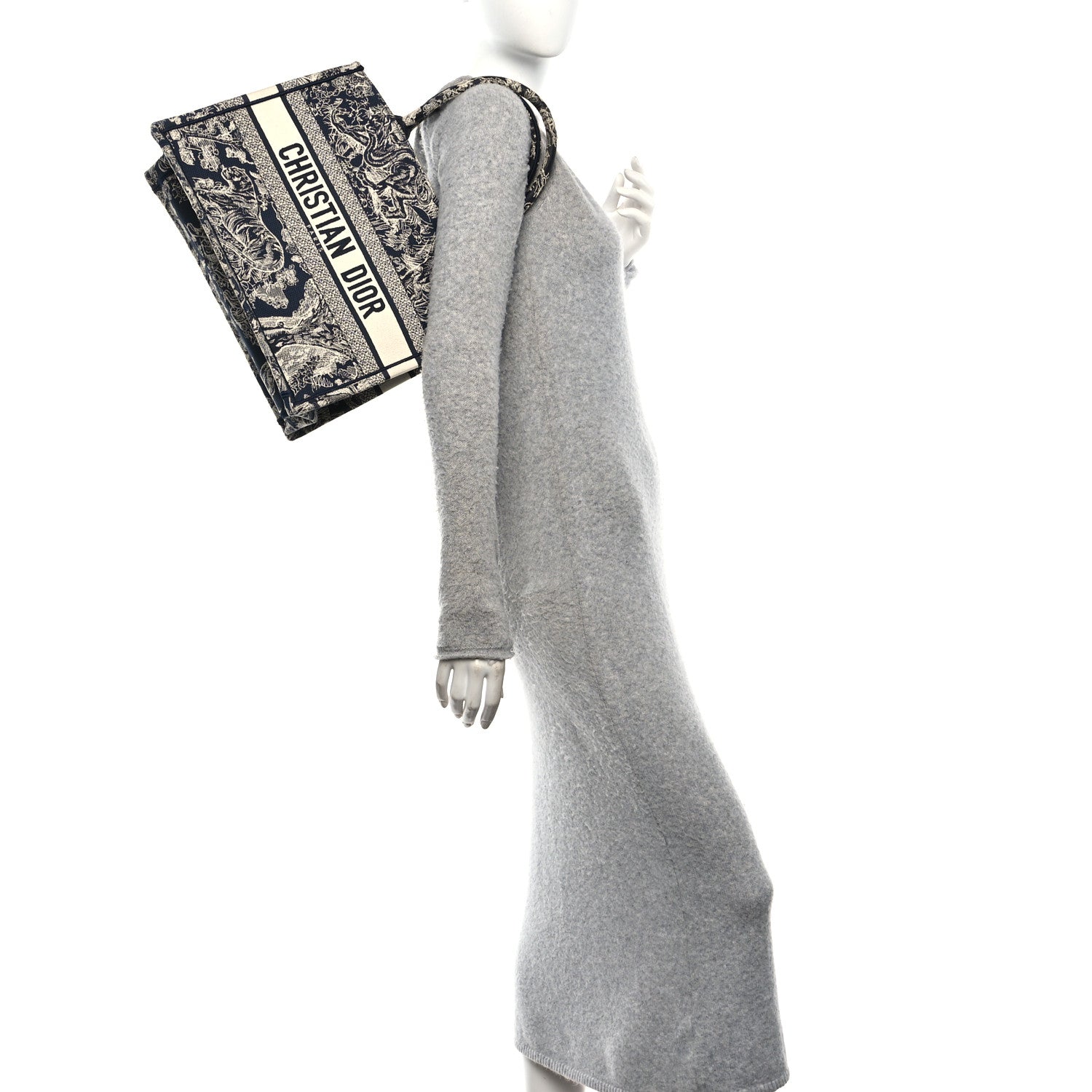 Christian Dior Canvas Embroidered Medium Dioriviera Toile De Jouy Reverse Book Tote Blue