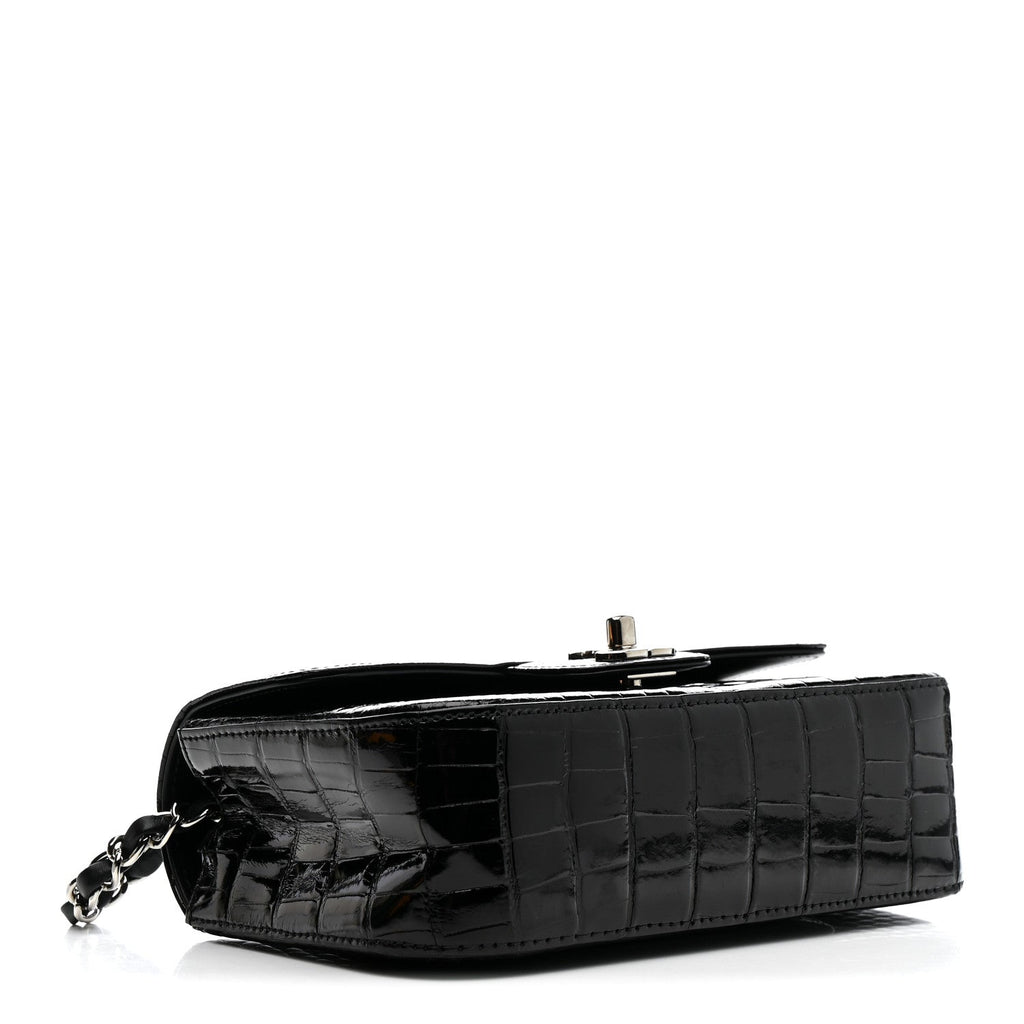 Chanel Shiny Alligator Mini Rectangular Flap Black
