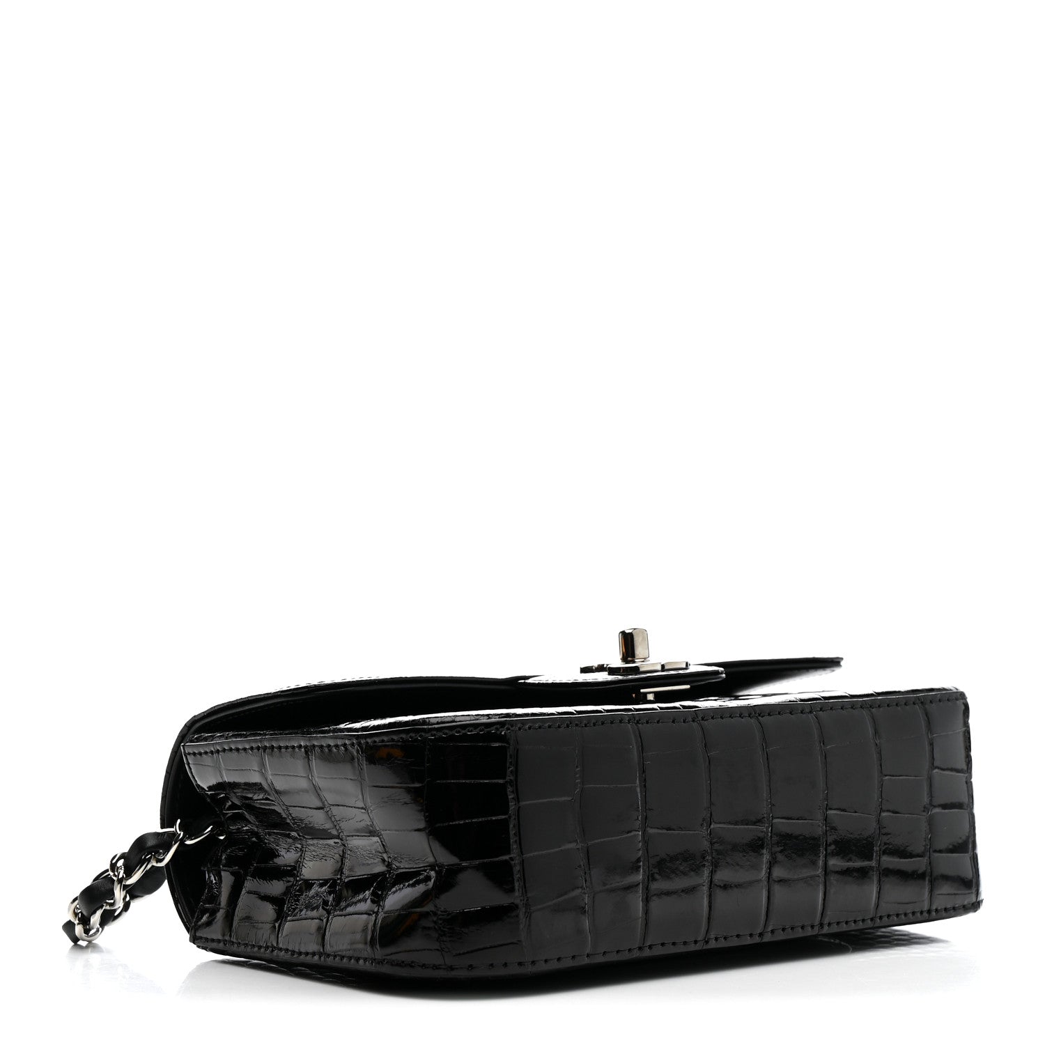 Chanel Shiny Alligator Mini Rectangular Flap Black