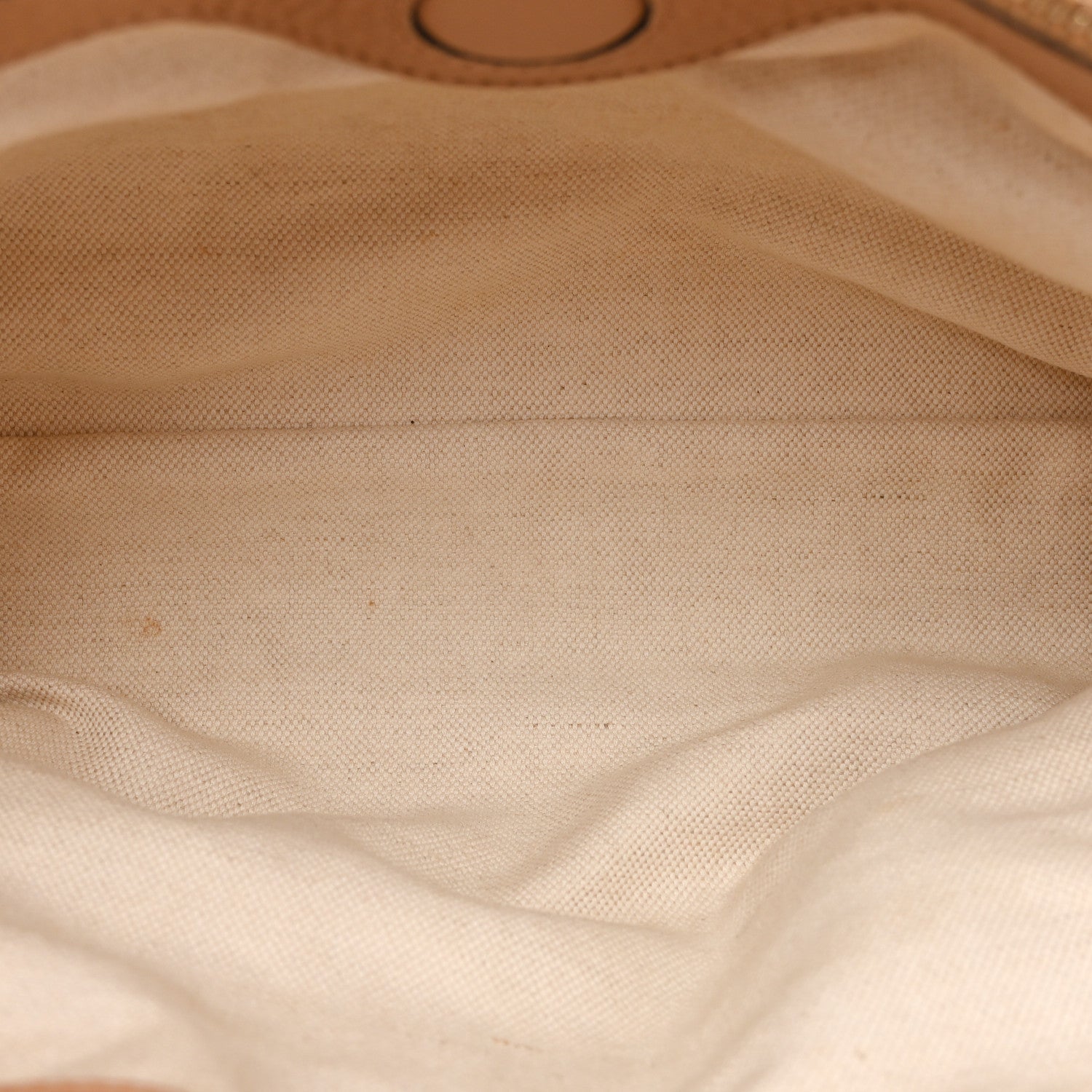 Gucci Pebbled Calfskin Medium Bamboo Shopper Tote Camelia