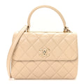 Chanel Lambskin Quilted Small Trendy CC Dual Handle Flap Bag Light Beige