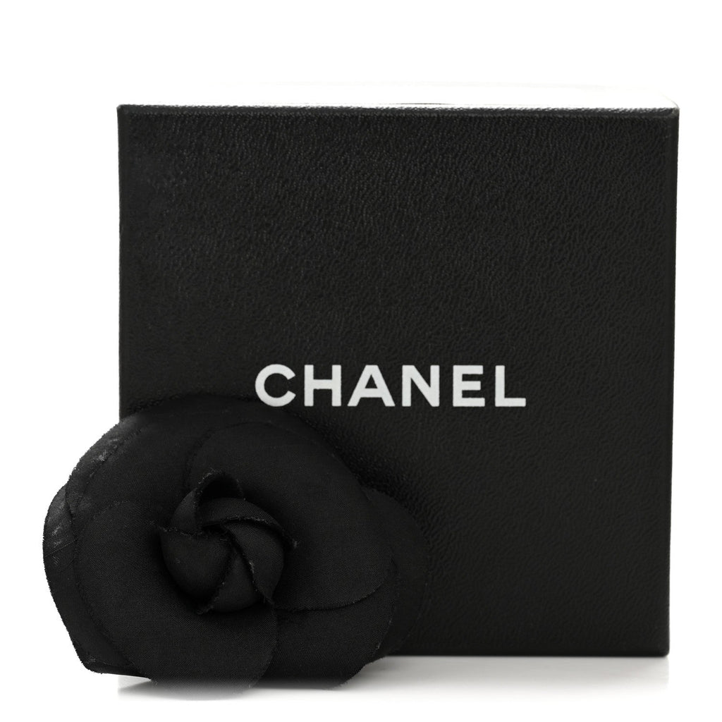 Fabric Camellia Brooch Black