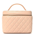 Lambskin Quilted Large Vanity Pouch Beige Clair