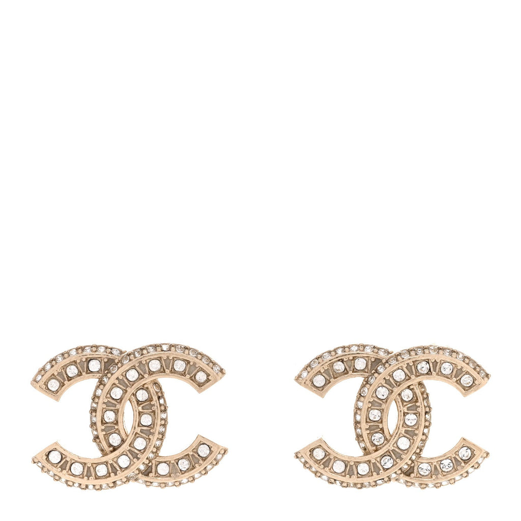 Crystal Timeless CC Earrings Light Gold