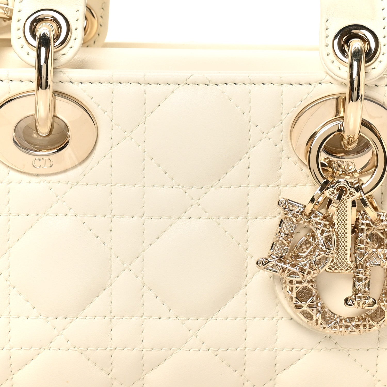Christian Dior Lambskin Cannage Small Lady D-Joy Latte