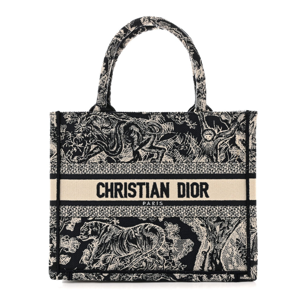 Christian Dior Canvas Embroidered Small Dioriviera Toile De Jouy Book Tote Blue