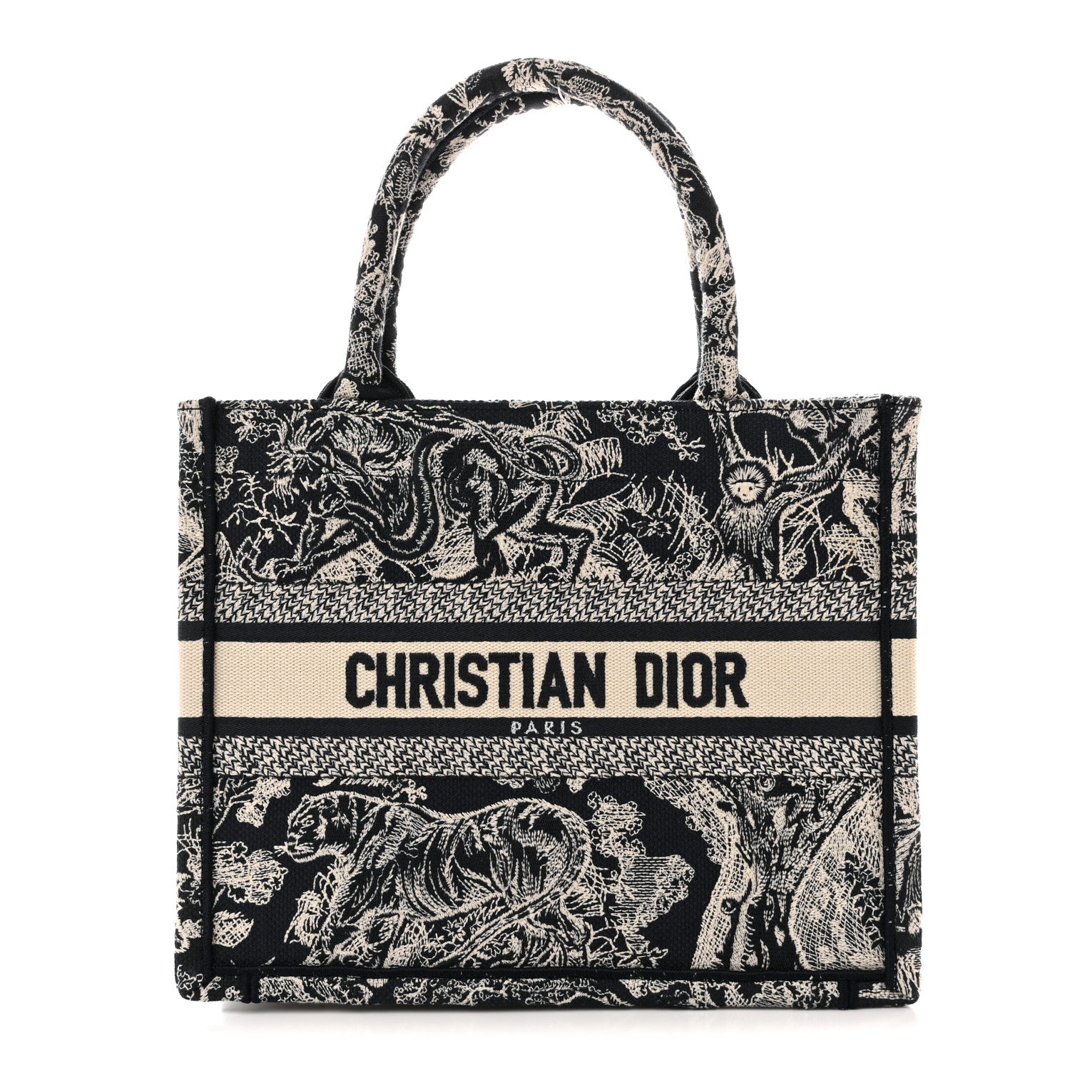 Christian Dior Canvas Embroidered Small Dioriviera Toile De Jouy Book Tote Blue