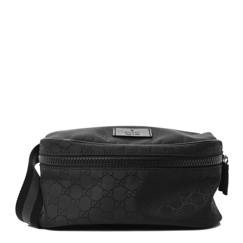Gucci Nylon Monogram Fanny Pack Belt Bag Black