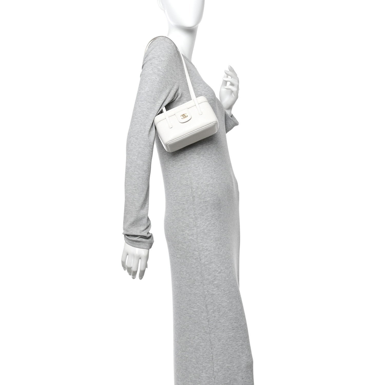 Chanel Shiny Caviar Preppy Coco Long Vanity With Strap White