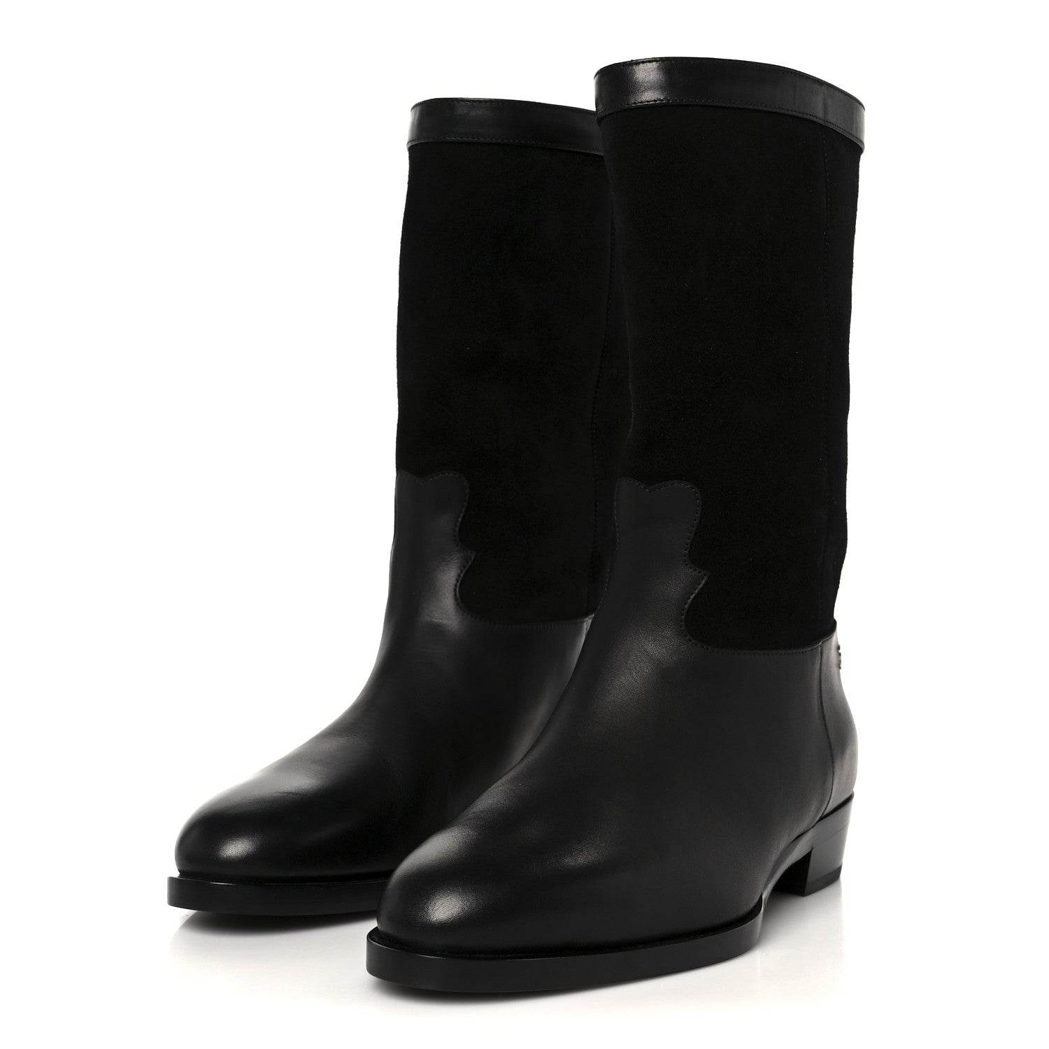 Chanel Suede Calfskin CC Short Boots 37.5 Black