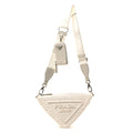 Prada Yarn Raffia Effect Crochet Triangle Shoulder Bag White