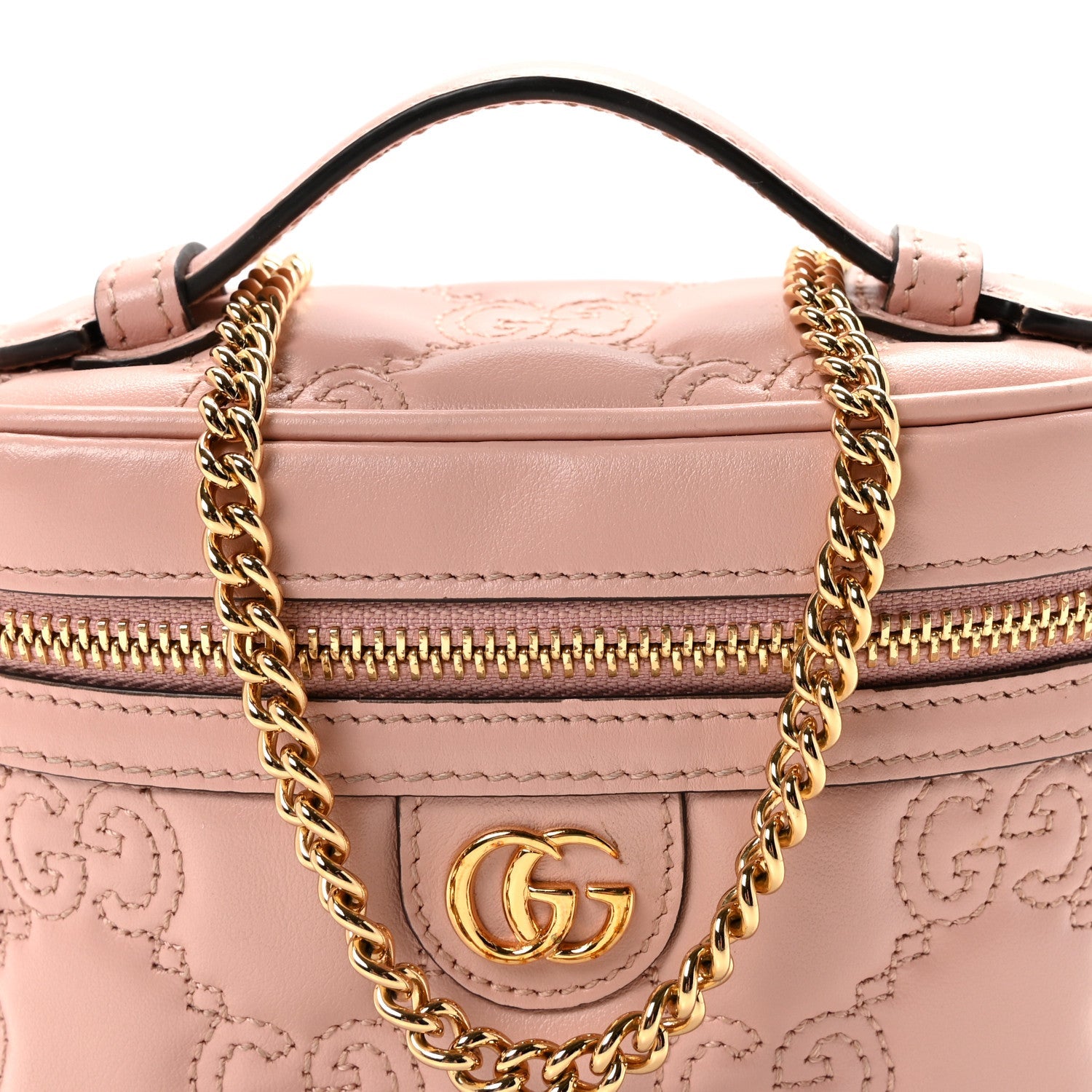 Gucci Calfskin GG Matelasse Mini Top Handle Bag Perfect Pink
