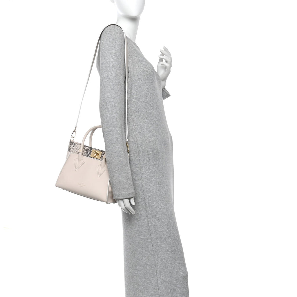 Louis Vuitton Calfskin Karung Snakeskin Mahina On My Side PM Quartz White