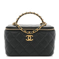 Chanel Lambskin Quilted Pick Me Up Vanity Case Black