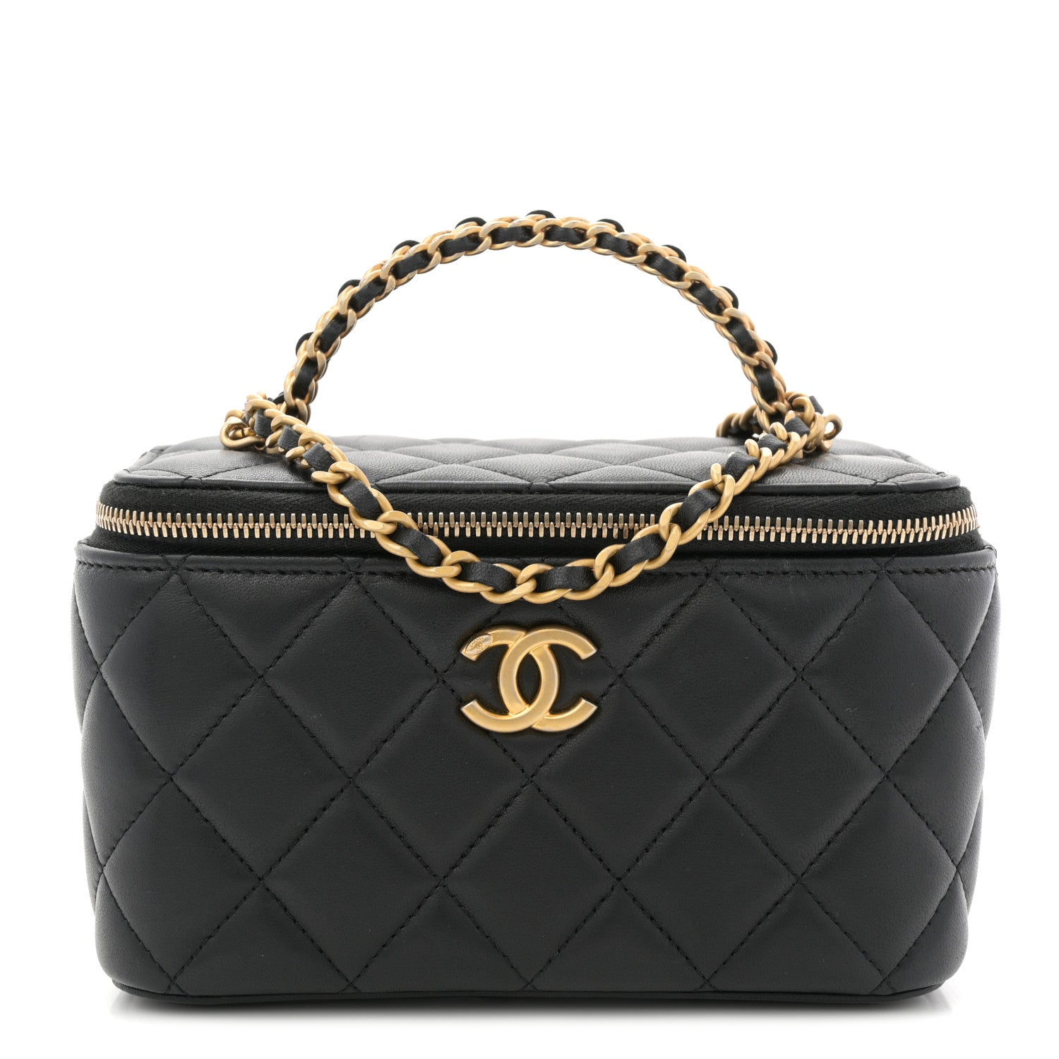 Chanel Lambskin Quilted Pick Me Up Vanity Case Black