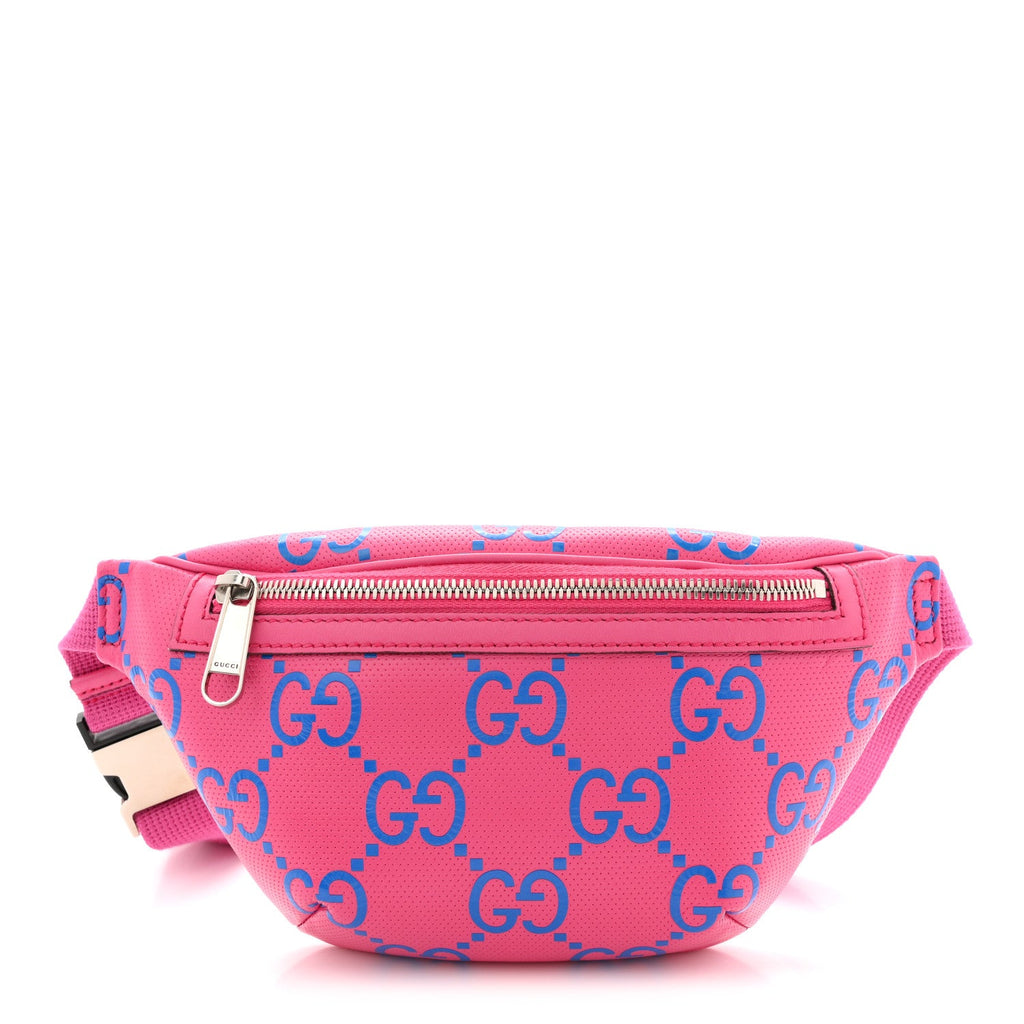 Gucci Calfskin GG Tennis Bi-Color Embossed Belt Bag Modern Fucsia Modern Blue