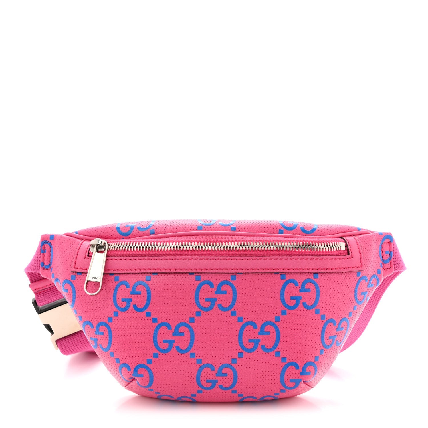 Gucci Calfskin GG Tennis Bi-Color Embossed Belt Bag Modern Fucsia Modern Blue