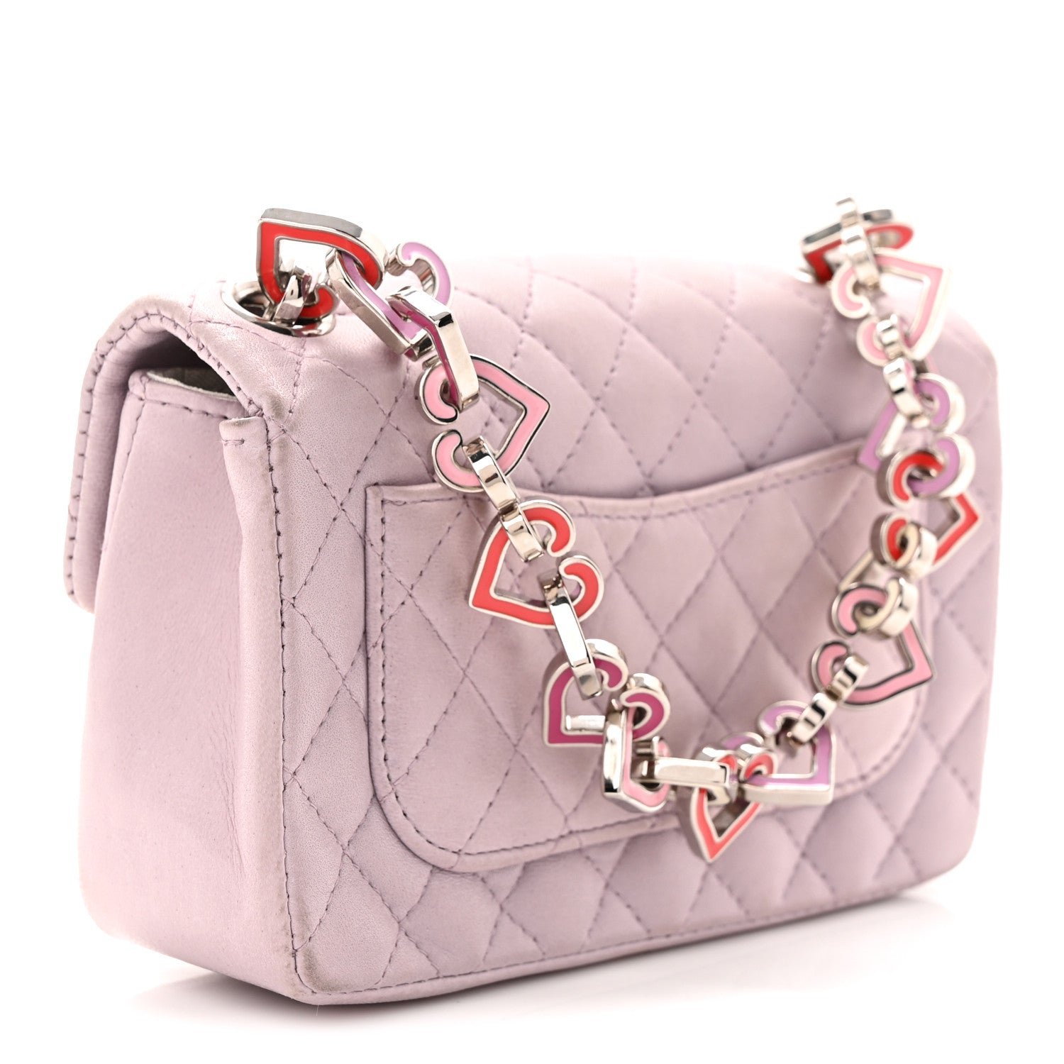 Chanel Lambskin Quilted Extra Mini Valentine Flap Lilac