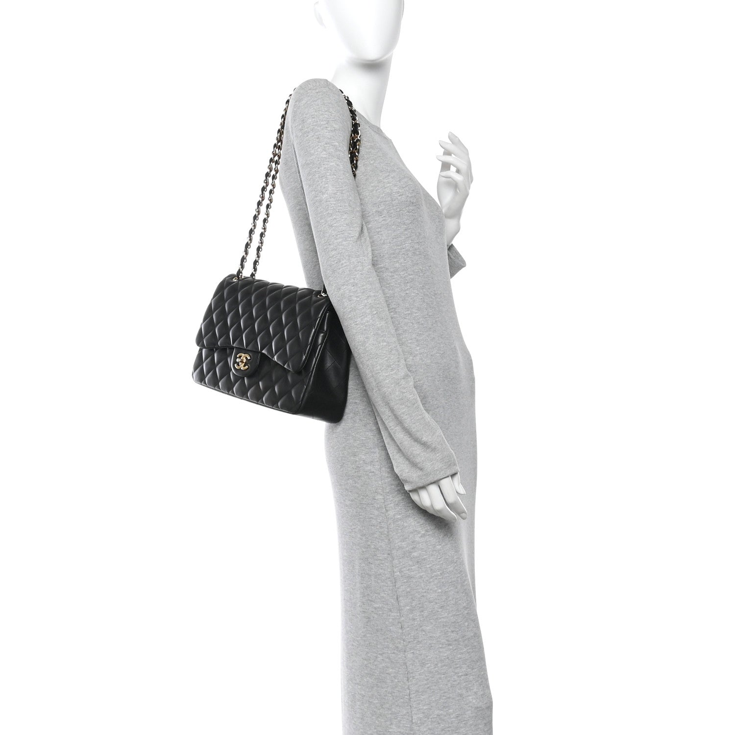 Chanel Lambskin Quilted Jumbo Double Flap Black