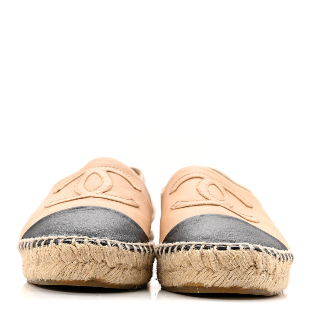 Lambskin CC Espadrilles 36 Beige Black