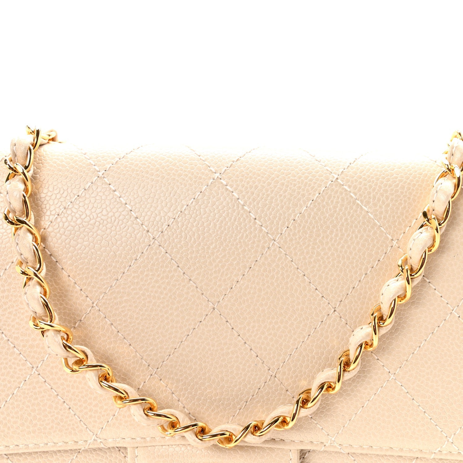Chanel Caviar Stitch Medium Single Flap Beige Clair