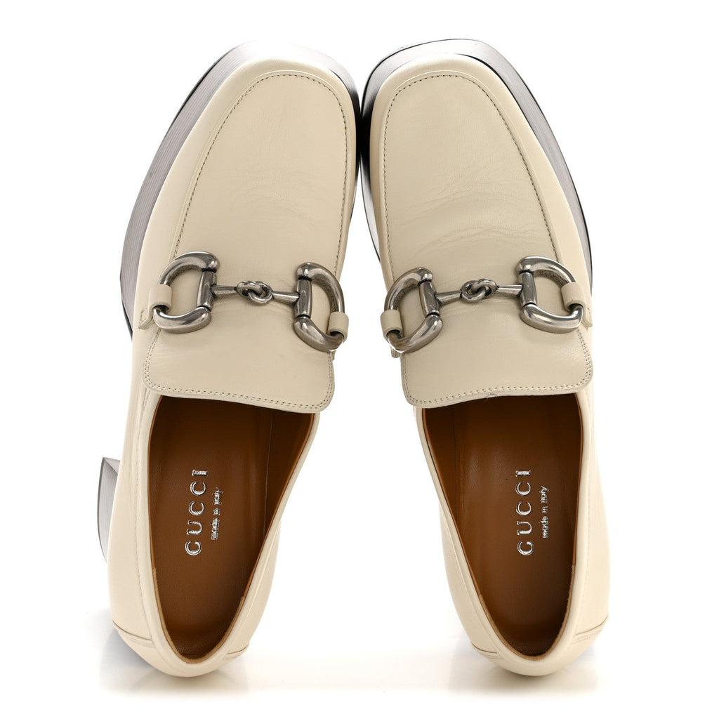 Gucci Malaga Kid Horsebit Platform Loafers 35 Mystic White