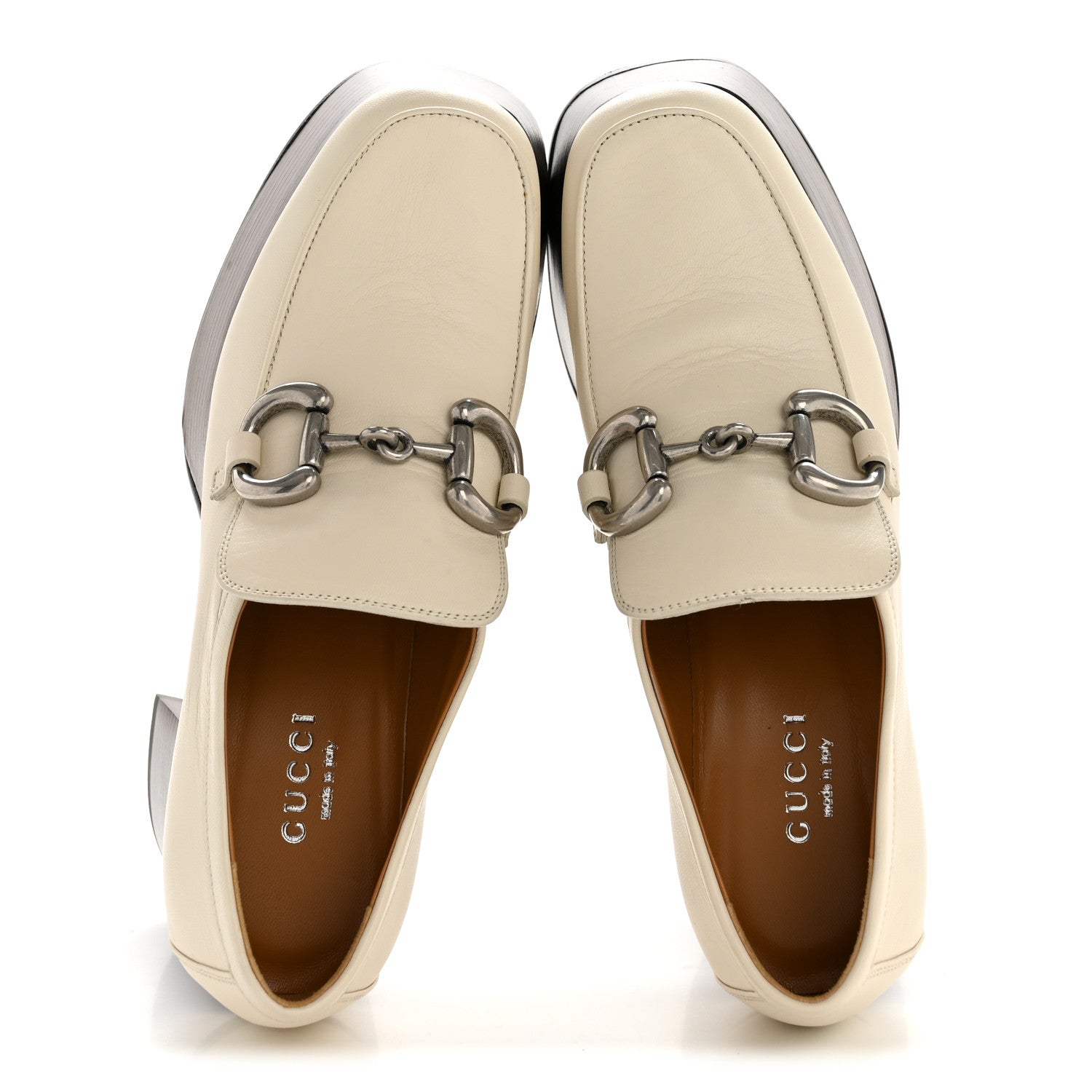 Gucci Malaga Kid Horsebit Platform Loafers 35 Mystic White