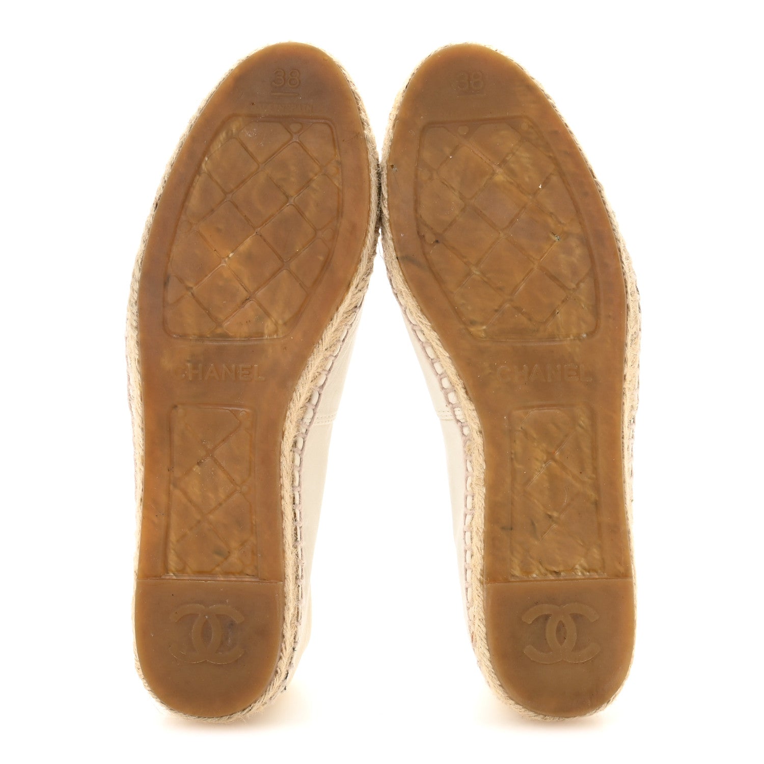 Lambskin CC Espadrilles 38 White Black