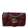 Gucci Calfskin Matelasse Small GG Marmont Shoulder Bag Rosso Ancora Red