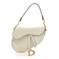 Christian Dior Grained Calfskin Saddle Bag White