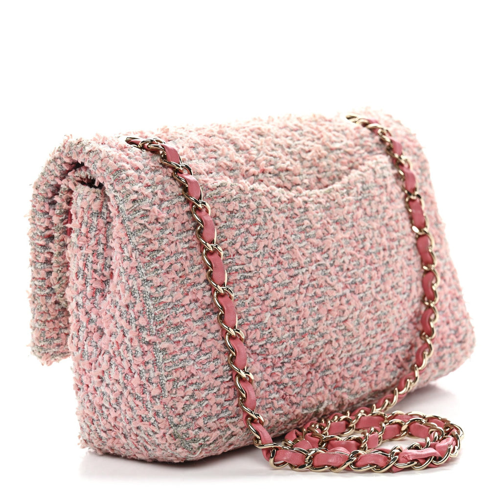 Chanel Tweed Medium Double Flap Pink