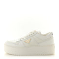 Prada Vitello Rois Triangle Womens Downtown Platform Low Top Sneakers 37 White