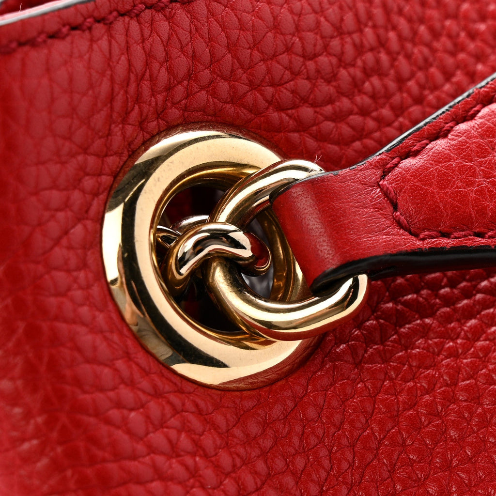 Gucci Pebbled Calfskin Medium Soho Chain Shoulder Bag Tabasco Red