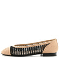 Raffia Cap Toe Ballerina Flats 40 Black Beige