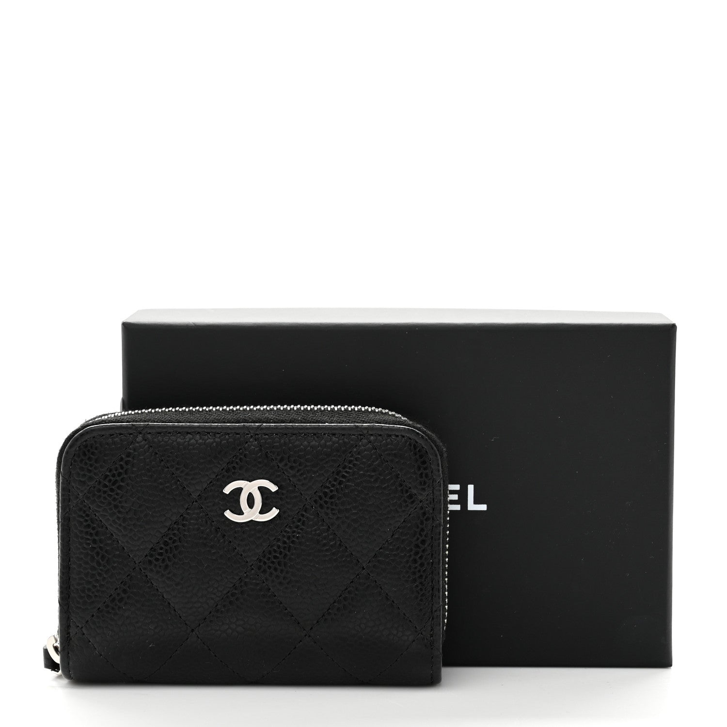 Caviar Quilted Zip Coin Purse Black