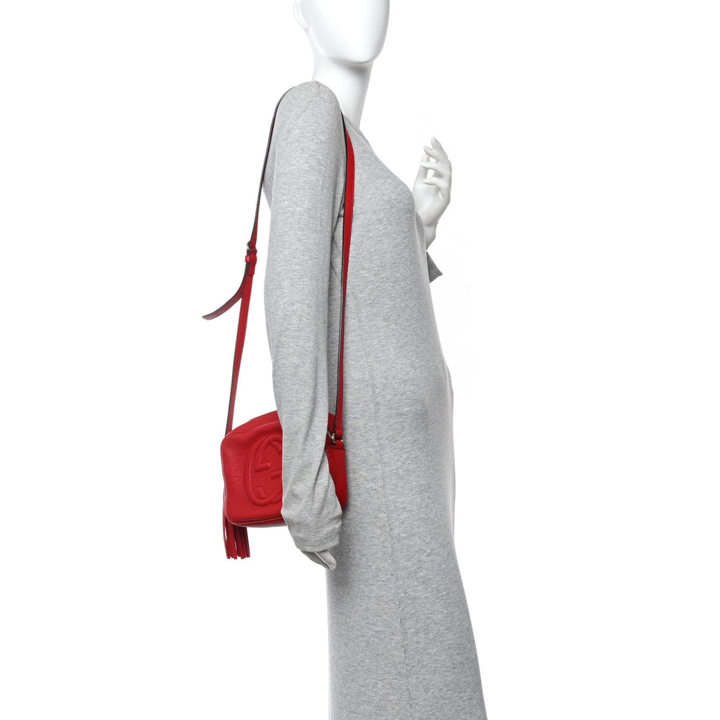 Gucci Pebbled Calfskin Small Soho Disco Bag Tabasco Red