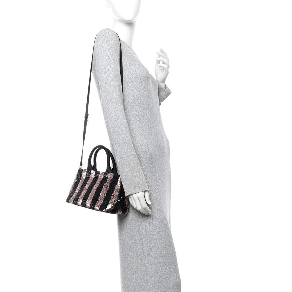 Prada Sequin Broccato Tote Black Cipria