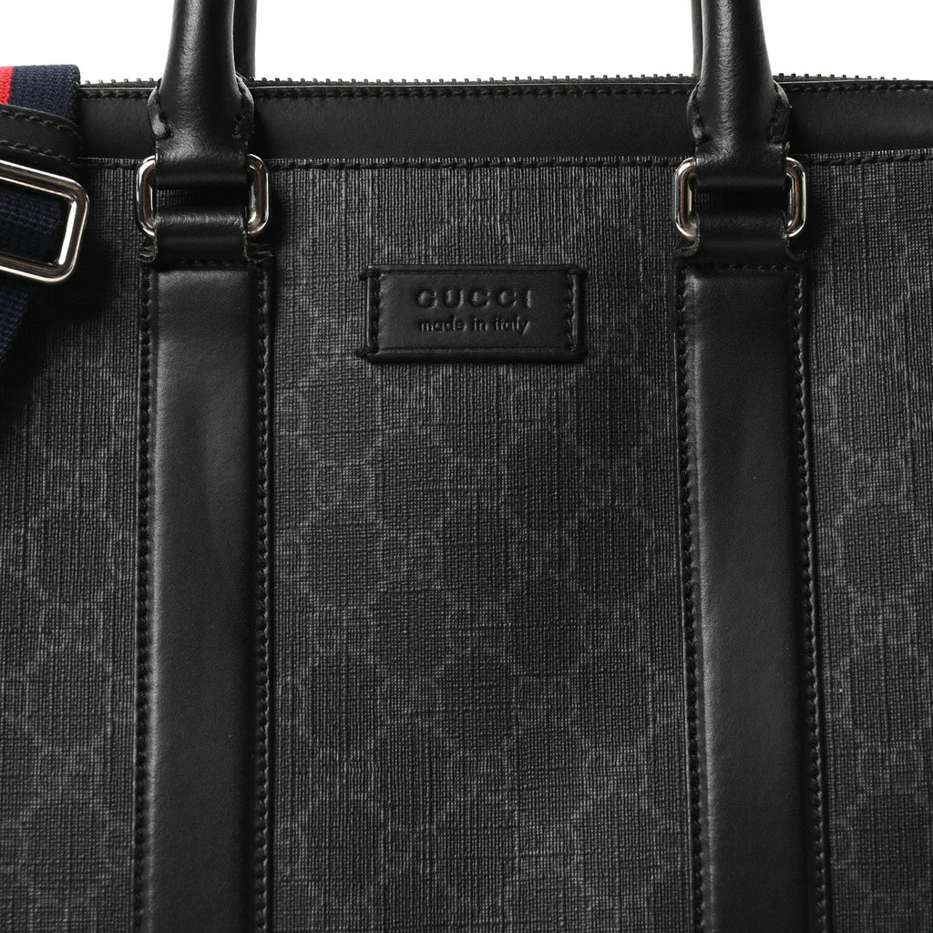 Gucci GG Supreme Monogram Appia Calfskin Web Briefcase Black