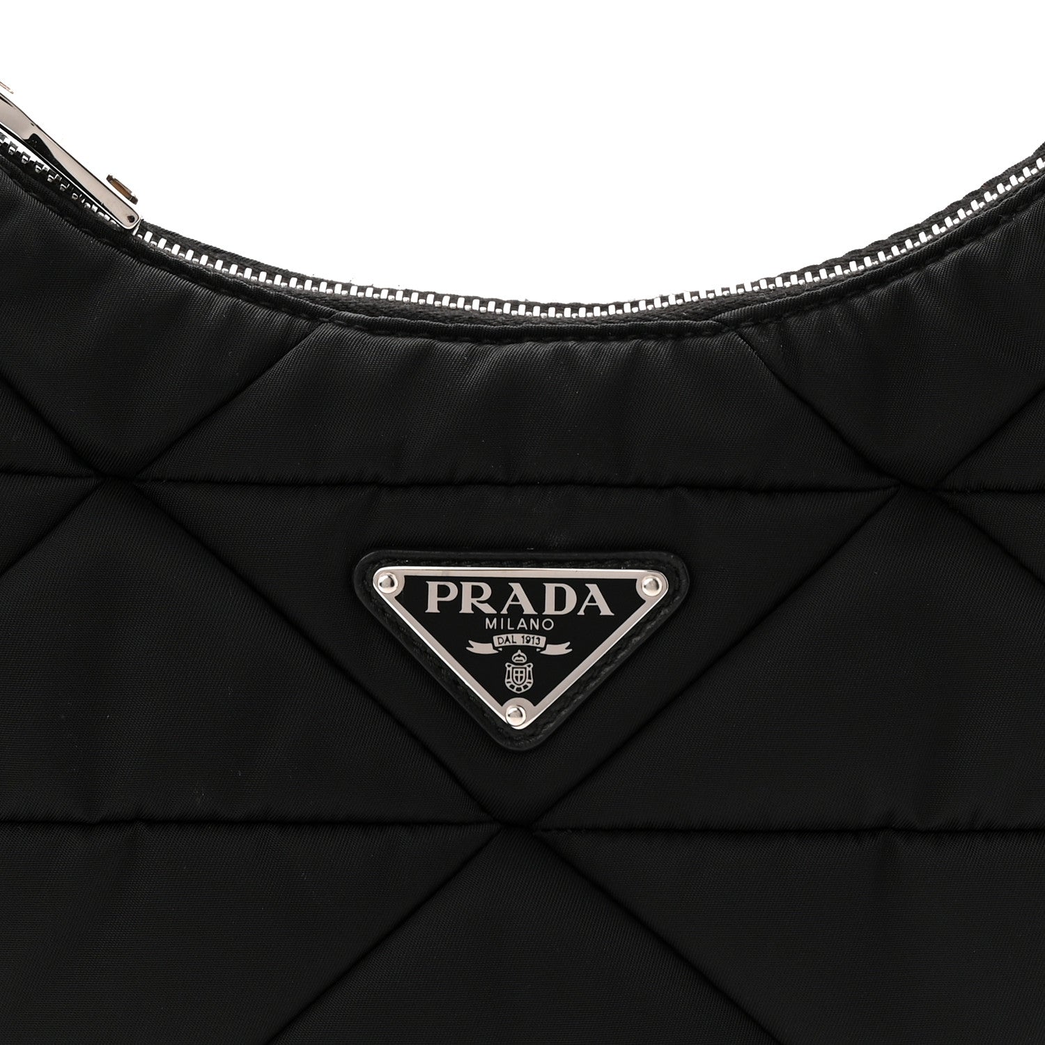 Prada Re-Nylon Triangle Padded Patchwork Shoulder Bag Black