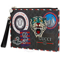 Gucci Night Courrier Large Wrist Pouch GG Supreme Canvas Clutch- Black-Grey