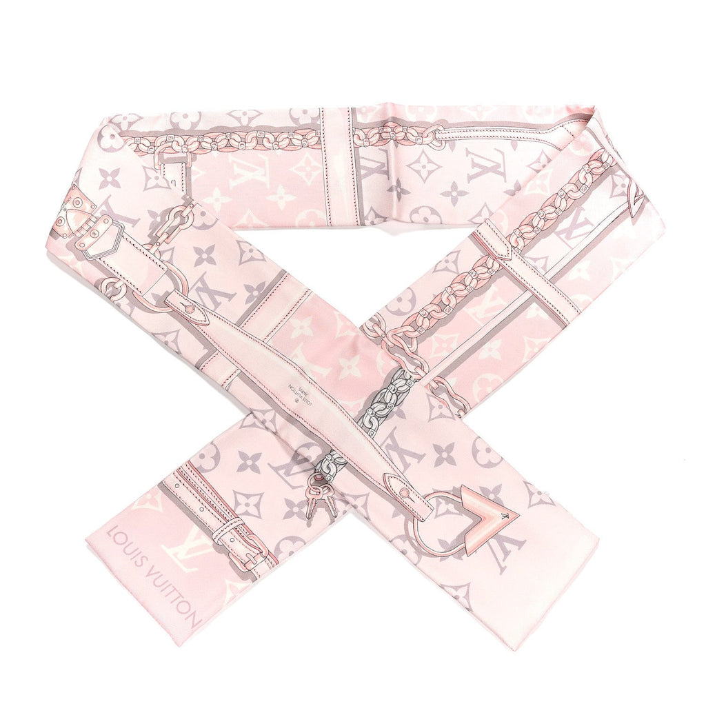 Louis Vuitton Silk Monogram Confidential Bandeau Light Pink Porcelain Rose Beige Ebony