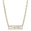 Crystal Chain Short Logo Necklace Gold