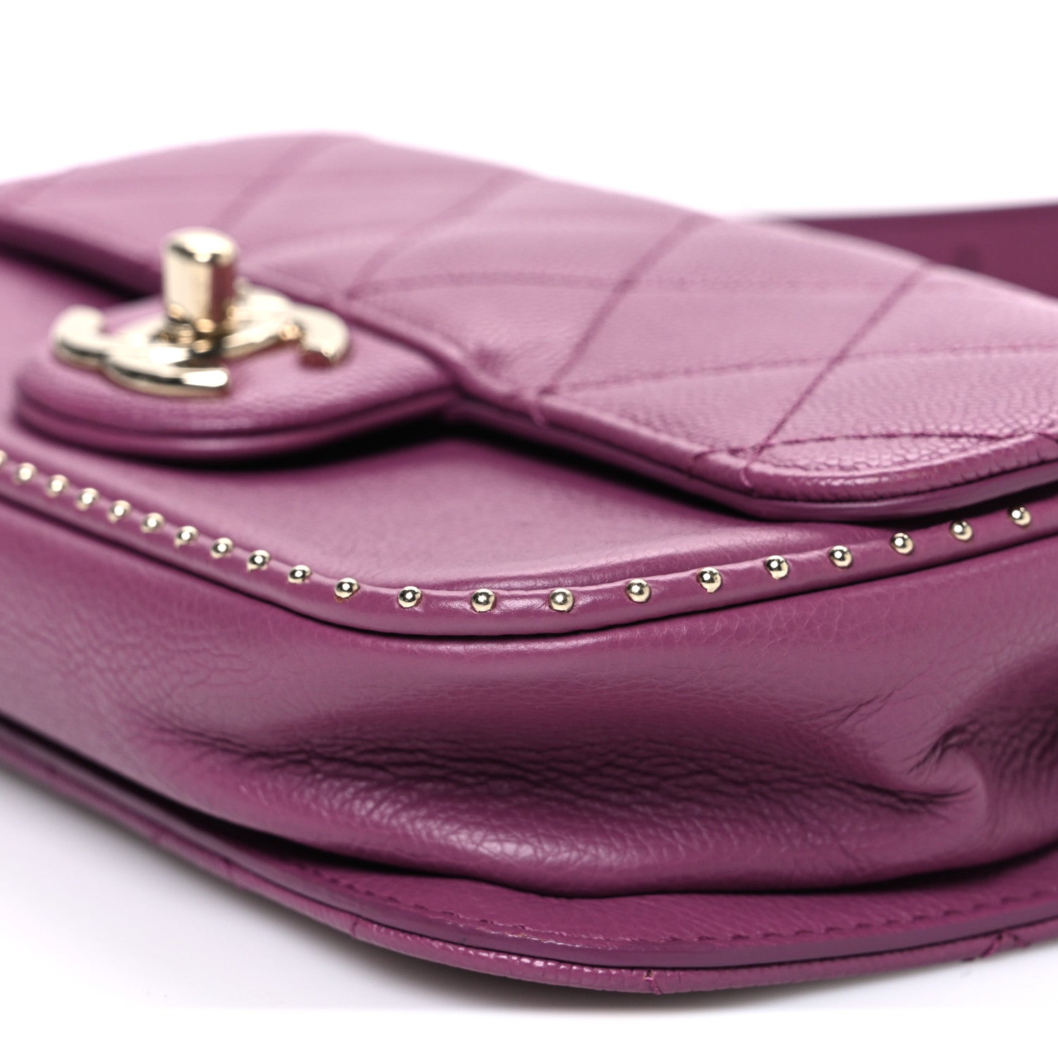 Chanel Caviar Quilted Mini Studded Flap  Purple