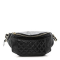 Chanel Crumpled Glazed Lambskin Quilted Waist Bag Fanny Pack Black