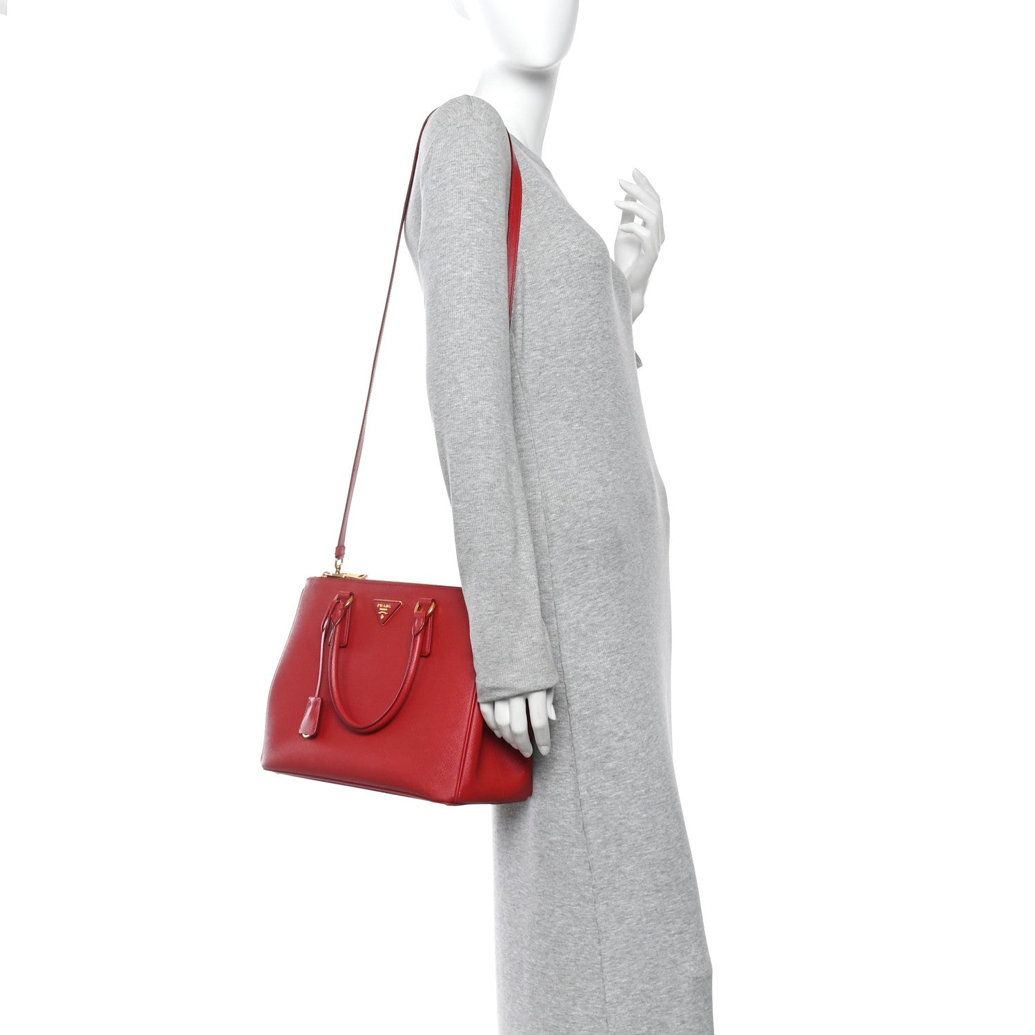 Prada Saffiano Lux Large Galleria Double Zip Tote Fuoco